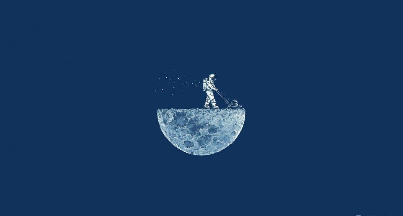 تصویر زمینه فضانوردی روی ماه با سبک مینیمال برای خاص پسند ها