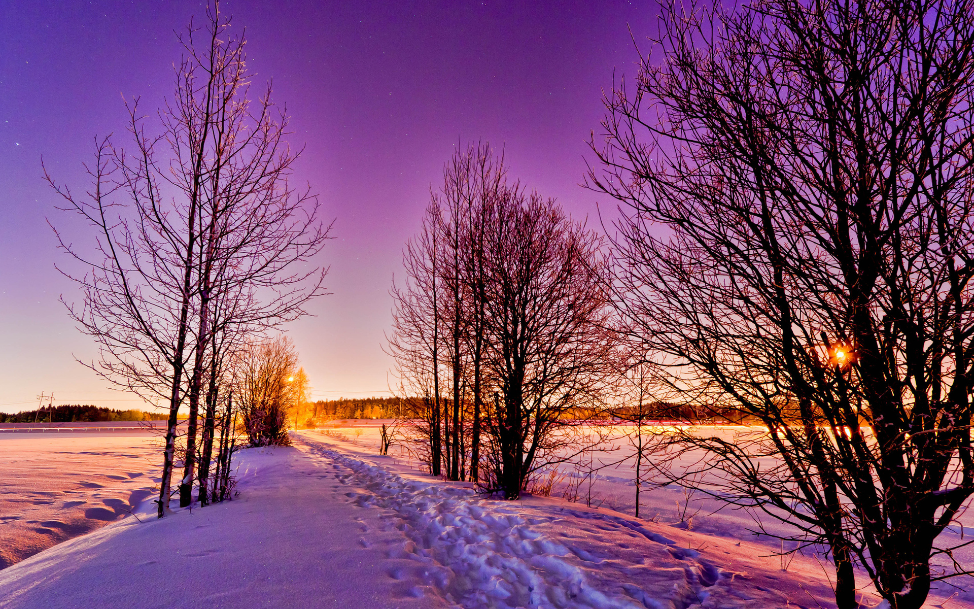 والپیپر فصل زمستان پر از برف با طبیعت خاص و رویایی 