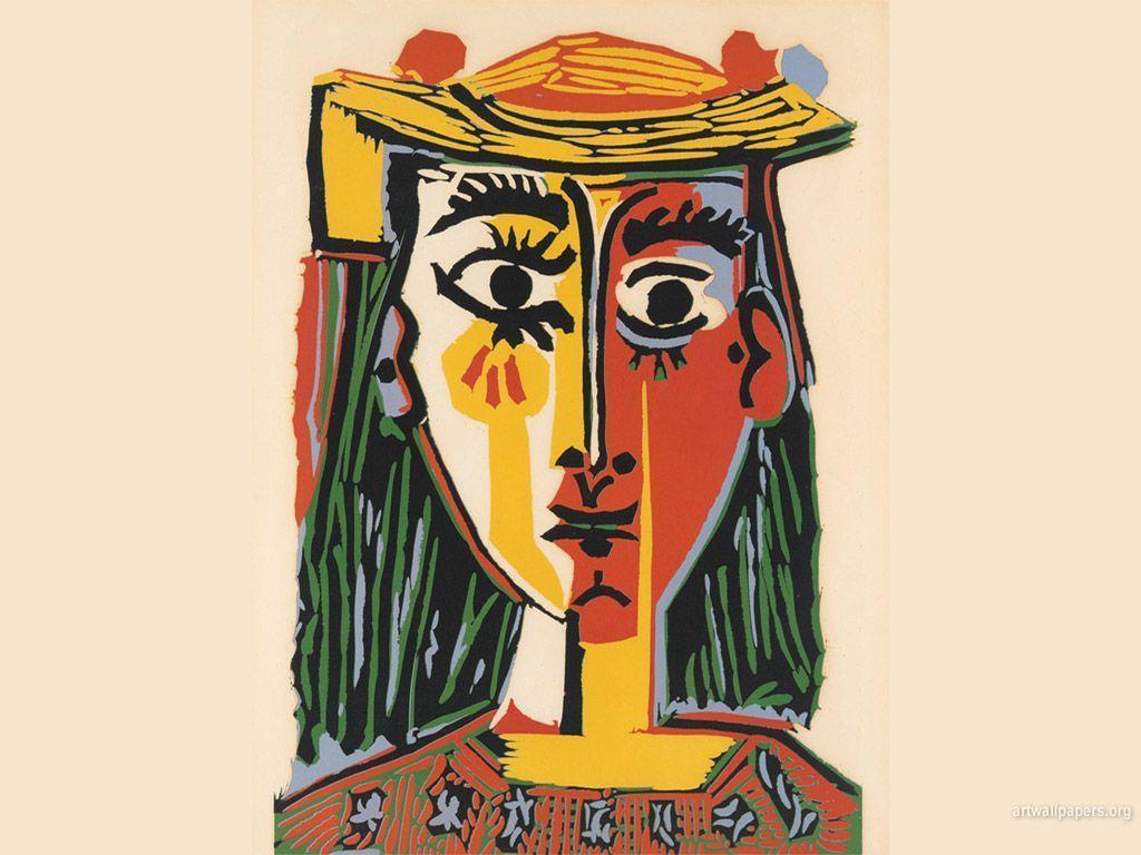 یکی از نقاشی های پیکاسو به نام زن با کلاه 1962