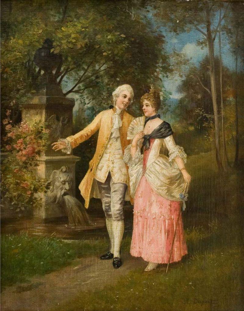 عکس زن و مرد جوان عاشق در نقاشی سبک رمانتیسم