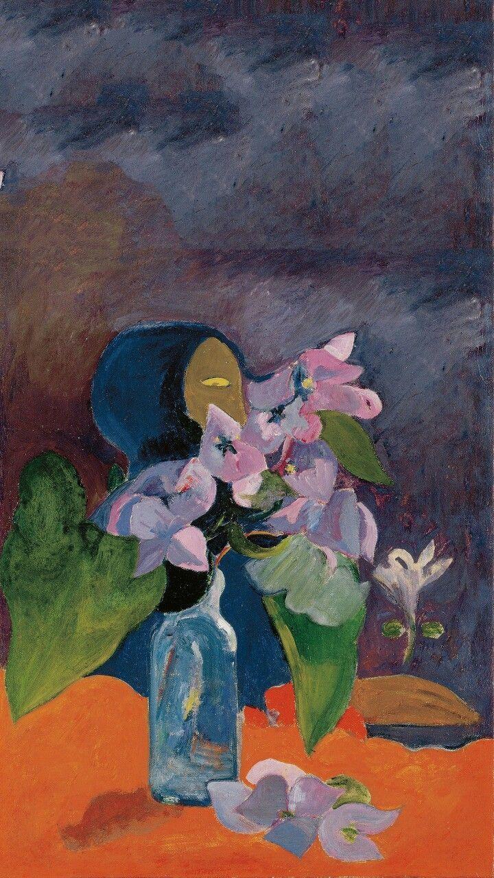 تصویر جالب ترین نقاشی گل و گیاه از نقاش و تندیس گر مشهور فرانسه به نام پل گوگن