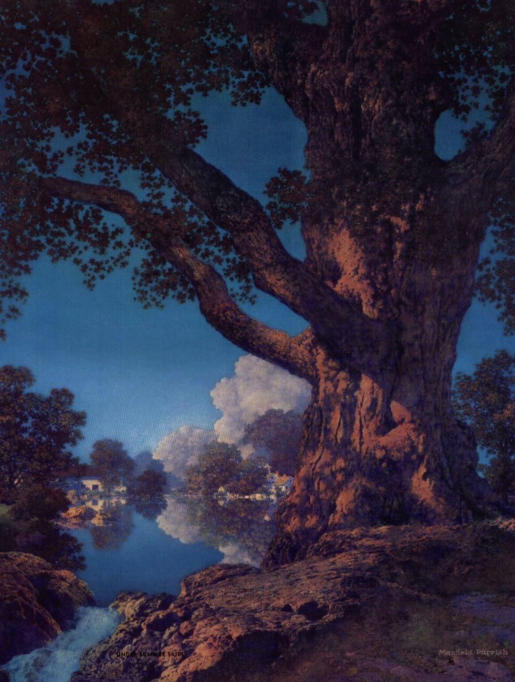 تصویر نقاشی مکسفیلد پریش maxfild parrish از درخت و طبیعت تصویر نقاشی مکسفیلد پریش maxfild parrish از درخت و طبیعت