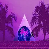 چاپ قاب موبایل و گوشی تصویر زمینه فانتزی از درخت نخل به سبک بازی retrowave