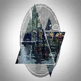 چاپ قاب موبایل و گوشی عکس وکتور فتوشاپ دابل اکسپوژر منشور و ماشین های کلاسیک آمریکایی در خیابان باران زده