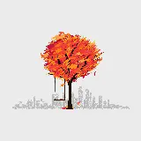 چاپ قاب موبایل و گوشی عکس پروفایل هنری تاب آویزان شده از درخت نارنجی برگ ریز