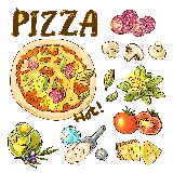چاپ قاب موبایل و گوشی پی ان جی عکس غذا با گوجه کارتونی PIZZA با مواد لازم