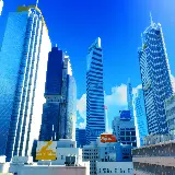 چاپ قاب موبایل و گوشی تصویر منظره شهری با ساختمان های بلند و پیشرفته 