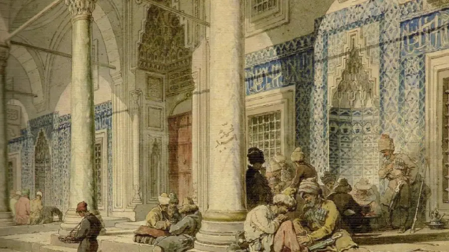 تصویر نقاشی اسلامی مردم عامه هزاران سال پیش در مسجد 