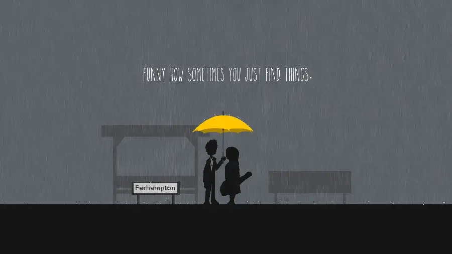 پس زمینه دوست داشتنی فانتزی زوج عاشق زیر چتر زرد رنگ
