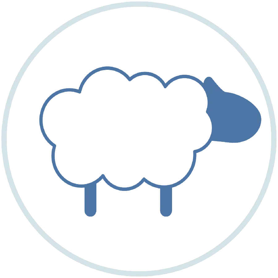 آیکون و لوگو آبی سفید گوسفند با کیفیت بالا و فرمت PNG