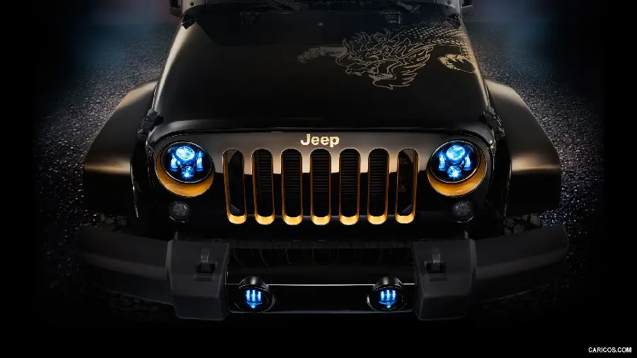 دانلود عکس رایگان ماشین جیپ مشکی براق با چراغ های آبی