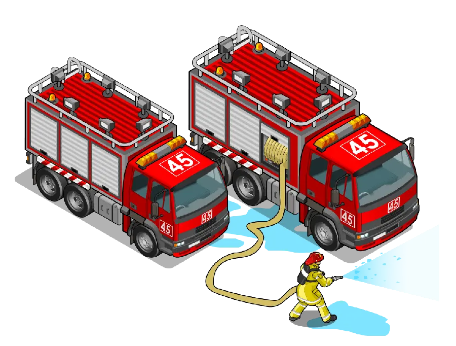 عکس png خاص ماشین های آتش نشانی کارتونی کوچک و بزرگ