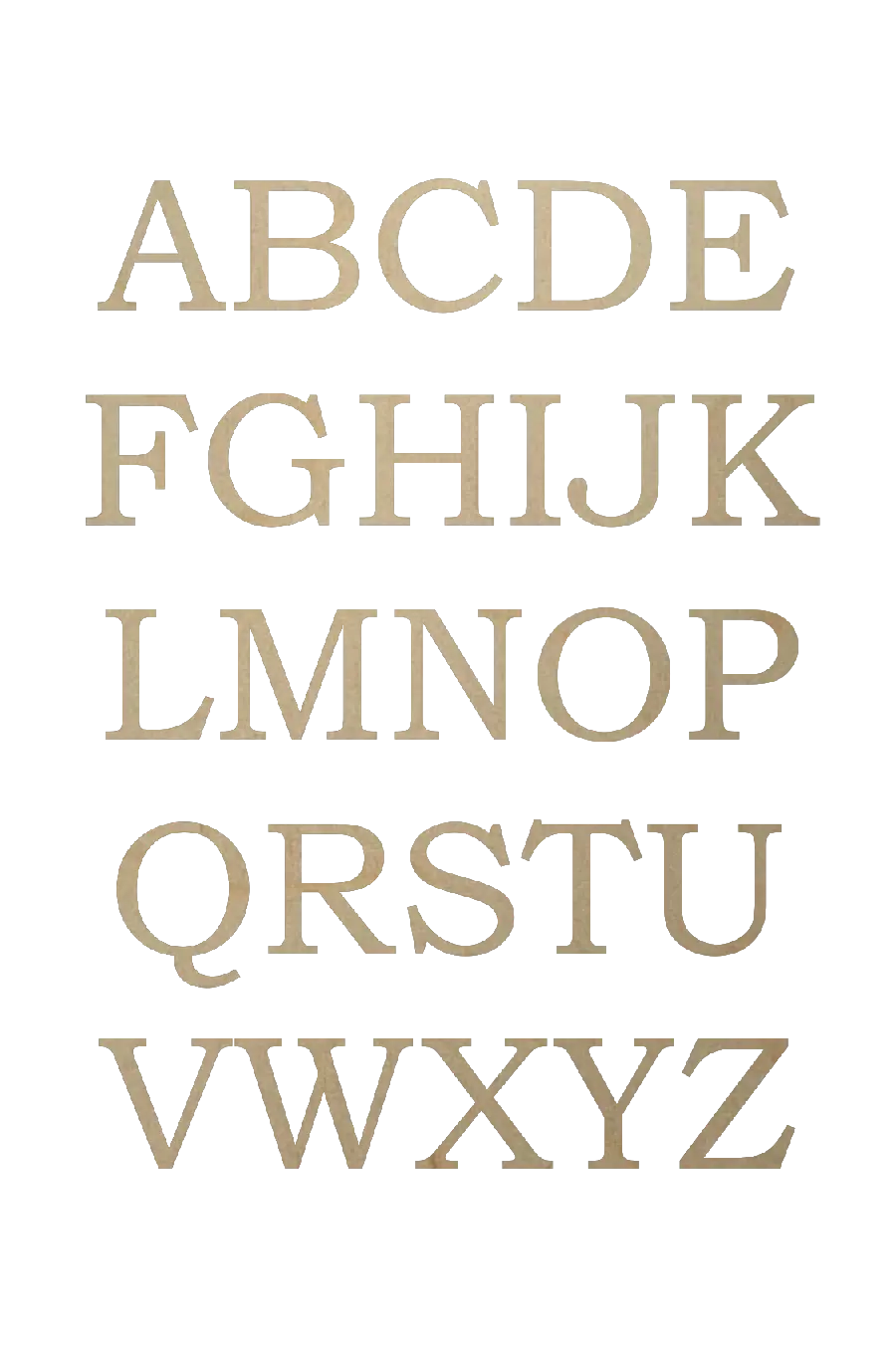 عکس حروف انگلیسی طراحی شده با چوب توسط نجار با فرمت PNG