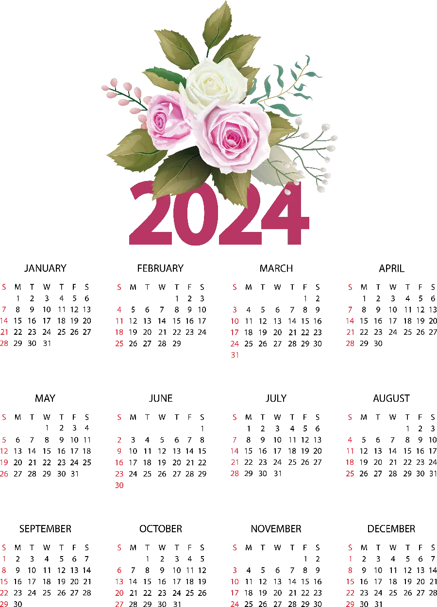 عکس از تقویم سال نو 2024 برای چاپ‌ در اداره ها