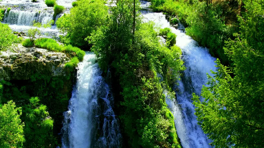 جدیدترین عکس پروفایل و بک گراند رایگان طرح طبیعت سرسبز و جنگلی به همراه آبشار 