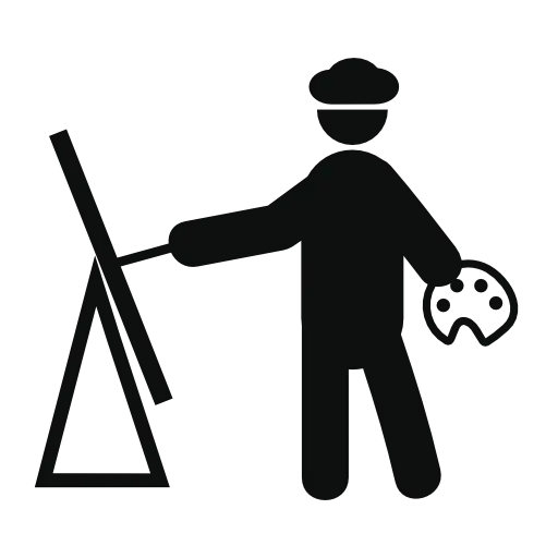 عکس سیاه نقاش و پالت رنگ در دستش با کیفیت بالا و فرمت png