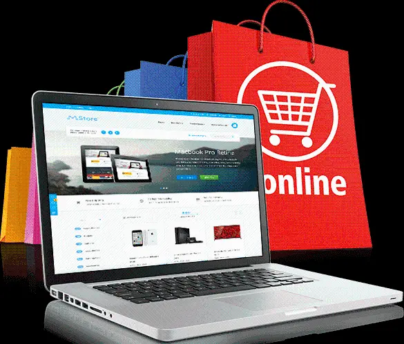 عکس خرید آنلاین و صفحه وب فروشگاه با پس زمینه شفاف