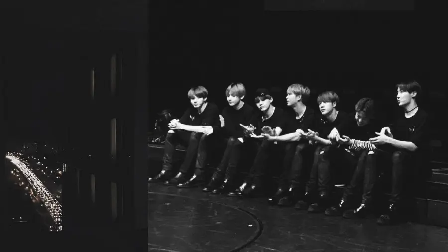 عکس گرفته شده از بی تی اس BTS در تم سیاه و سفيد 