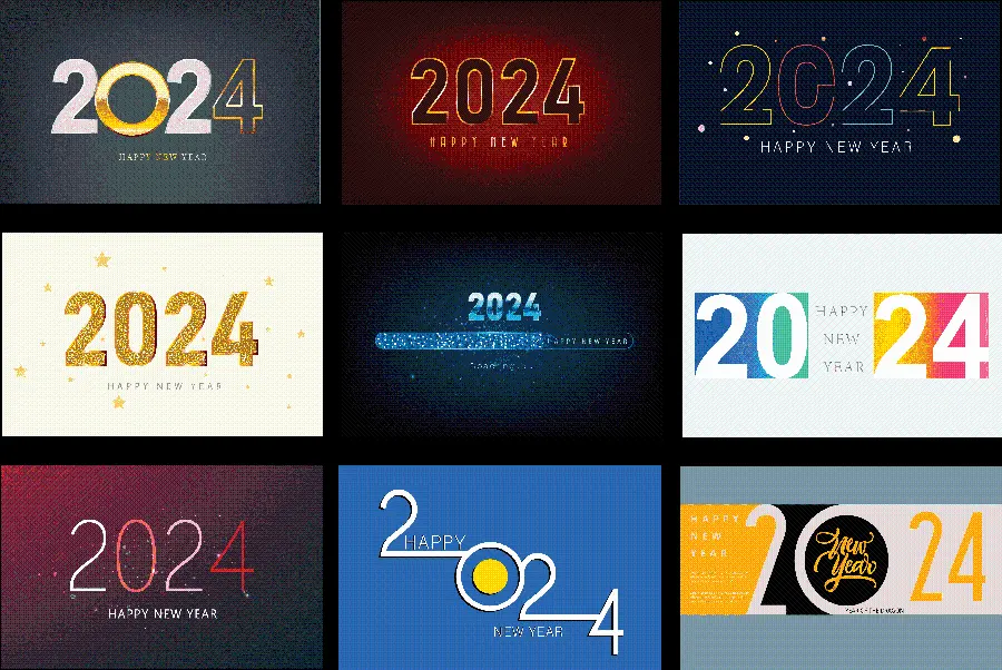 مجموع تصاویر با طرح 2024 در یک عکس و قاب