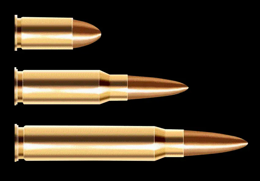 سایز های مختلف فشنگ و گلوله های جنگی PNG