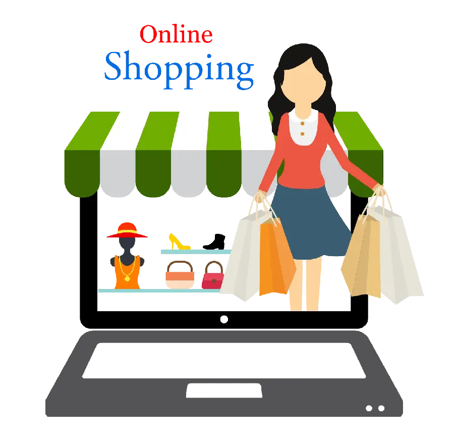 عکس گرافیکی خرید اینترنتی online shopping با پس زمینه شفاف