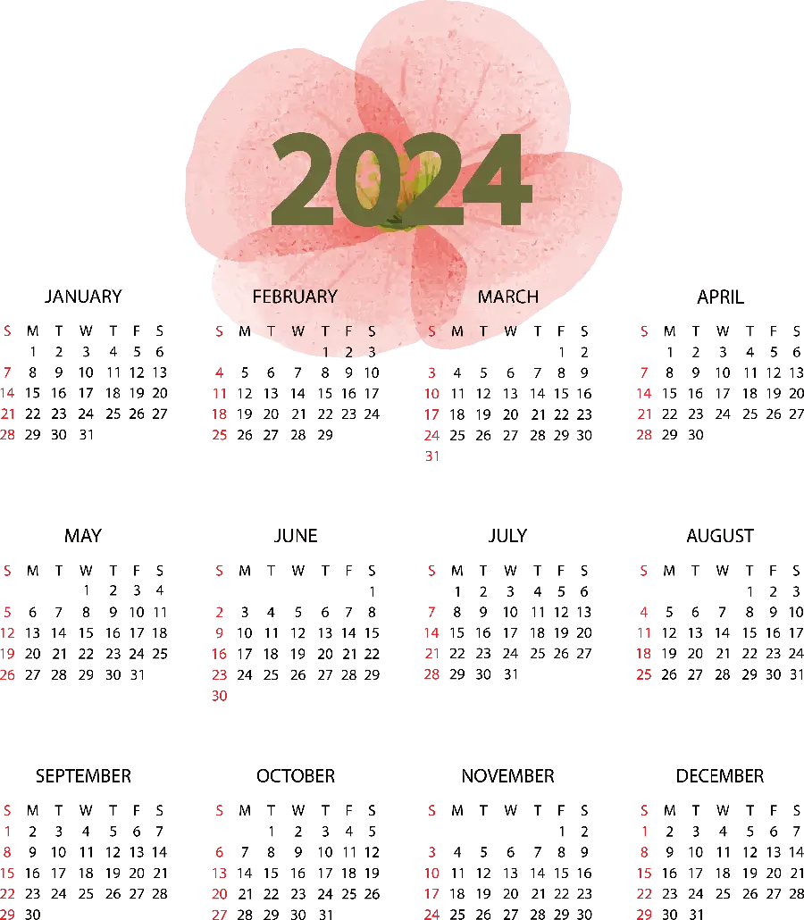 تصویر پس زمینه از تقویم نو 2024 برای چاپ 