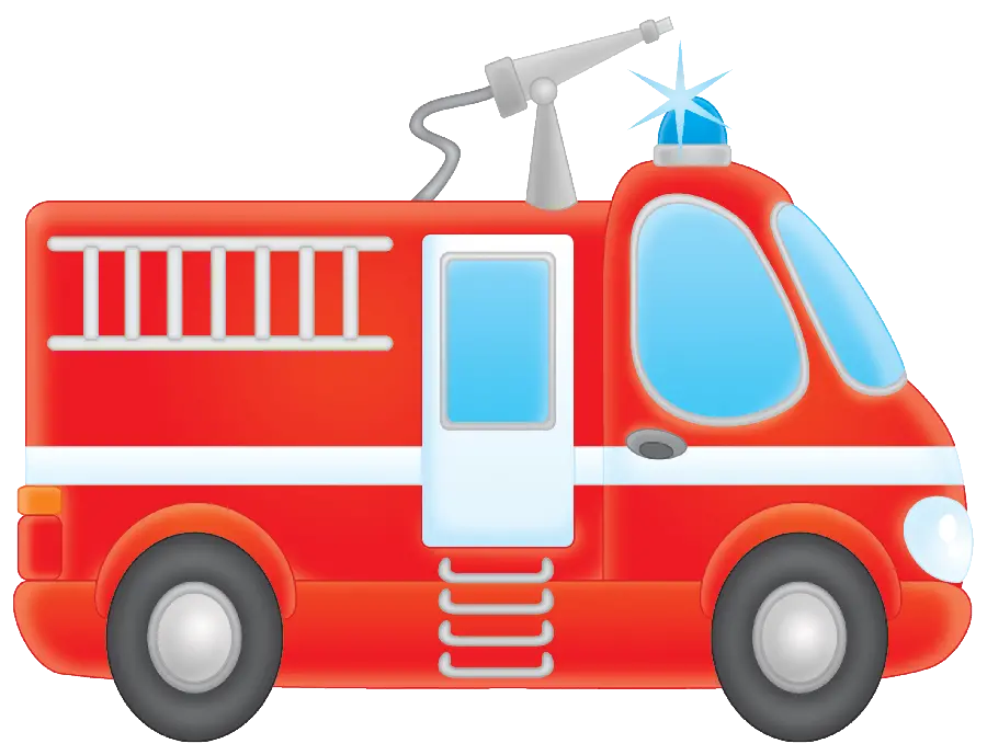 تصویر ساده کارتونی دور بریده شده ماشین آتش نشانی کوچک