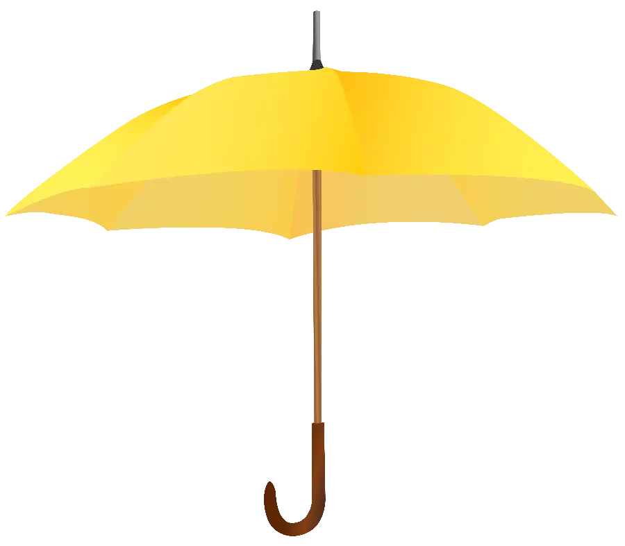 دانلود عکس 4K ساده چتر زرد بزرگ با دسته چوبی قهوه ای