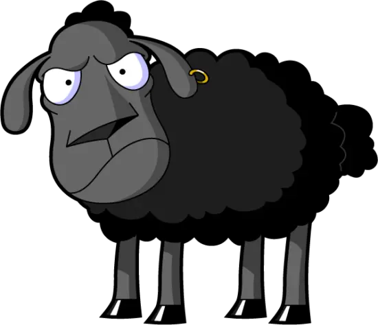 نقاشی کارتونی و فانتزی گوسفند سیاه عصبانی با کیفیت عالی