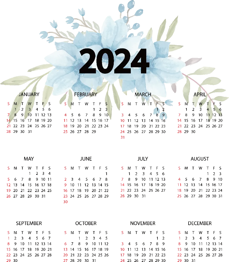 تصویر با کیفیت و رایگان تقویم سال 2024 برای چاپ‌روی کاغذ