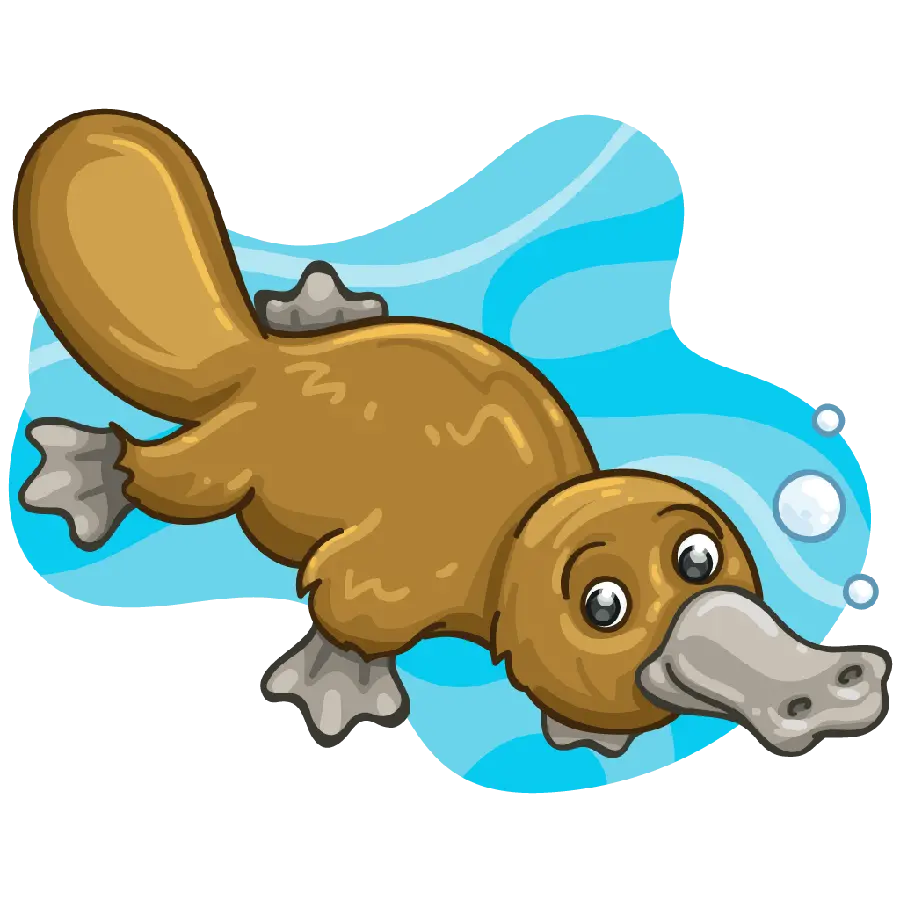 تصویر PNG نوک اردکی کارتونی زیر آب در حال شنا