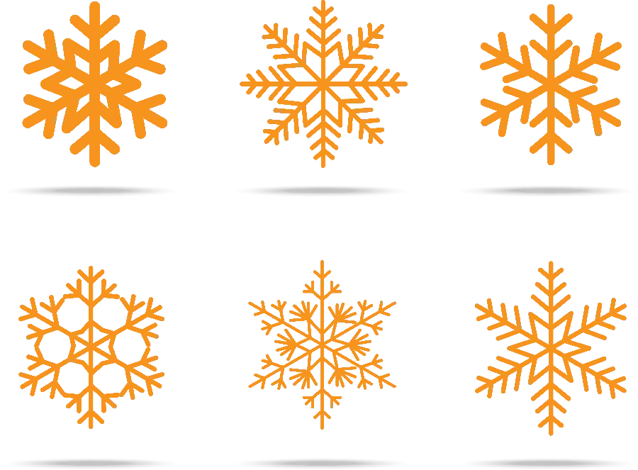 دانلود عکس گرافیکی کامپیوتری دانه برف نارنجی با طرح های مختلف png  