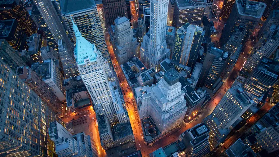 تصویر پس زمینه شیک و مدرن از نمای بالای شهری ساختمان های بلند 