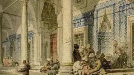 تصویر نقاشی اسلامی مردم عامه هزاران سال پیش در مسجد 