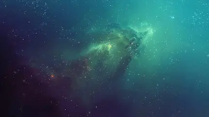سحابی سبز با ستاره های پرنور مخصوص زمینه های نجومی