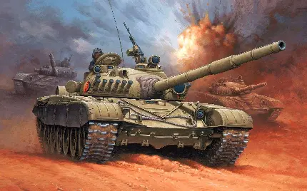 والپیپر تانک درحال جنگ با طرح کارتونی و انیمیشن 