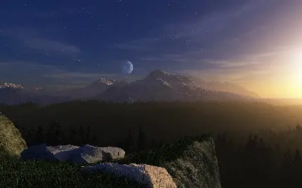 والپیپر و تصویر زمینه قشنگ از شب های کوهستان با ویوی خارق العاده 