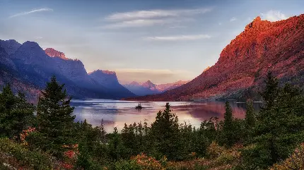 زیباترین منظره جهان از دریاچه سنت مری در ایالت مونتانا