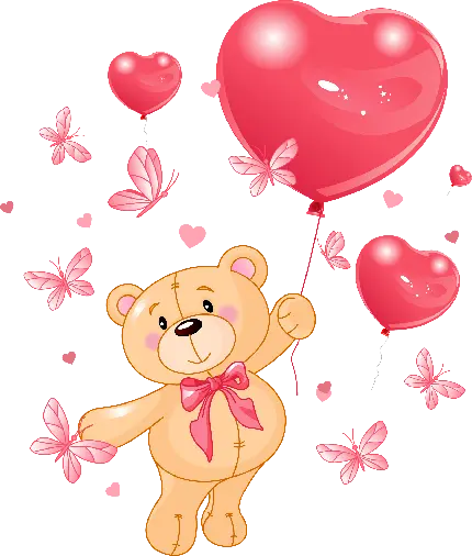 عکس کارتونی زیبای تولد خرس ناز پشمالو با بادکنک های قلبی