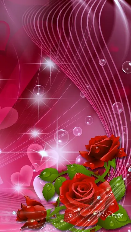 والپیپر فانتزی عاشقانه گل رز قرمز ویژه آیفون با کیفیت HD