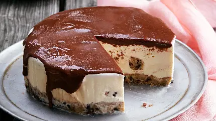 عکس کیک بستنی Ice cream cake با روکش شکلات مناسب تابستان