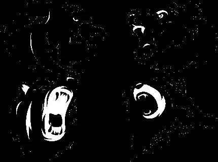 عکس PNG خرس های خیالی و تصوری ایجاد شده از اشکال ستارگان در شب 