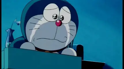 عکس کارتون غمگین Doraemon با تم رنگی آبی مناسب پروفایل