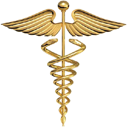 عکس دور بریده شده نماد طلایی و آرم پزشکی با فرمت png