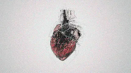 تصویر طراحی شده از قلب به شکل ربات در بکگراند ساده