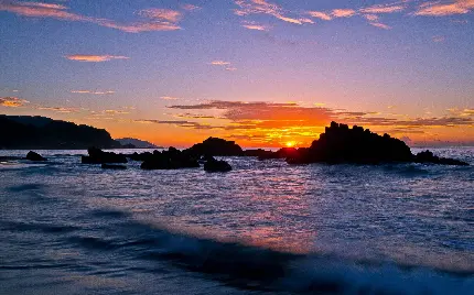 دانلود عکس منظره دریایی زیبا هنگام غروب آفتاب با کیفیت بالا 