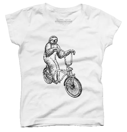 فایل شفاف طرح باحال خرس تنبل دوچرخه سوار روی تیشرت سفید