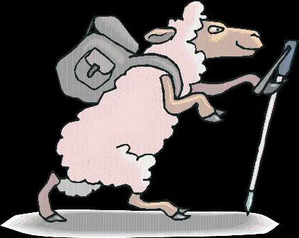 تصویر کیوت و بامزه گوسفند کارتونی کوهنورد