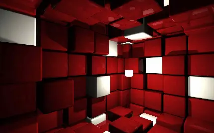 تصویر خوشگل بلوک های قرمز در فضای سه بعدی با کیفیت 4K