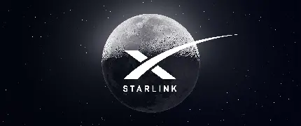عکس زمینه به شکل ماه با آرم استارلینک Starlink